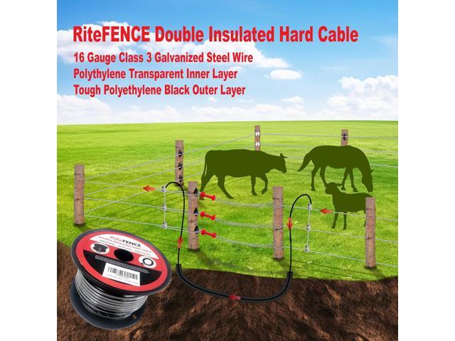 RiteFENCE Electric Fence Double Insulated Underground Hard Cable (82Ft, 16 Gauge)