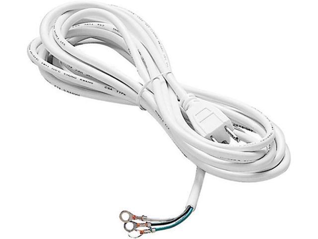 WAC Lighting 120V to 300V Rated 3-Wire SVT Power Cord with Ground Plug-in and Open Splice End to Power Track Systems 15FT in White