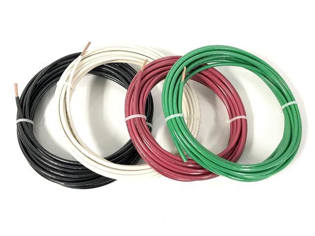 Wirenco 6 AWG White, Black and Red with 8 AWG Green THHN, Stranded Copper Cables (25 FEET)