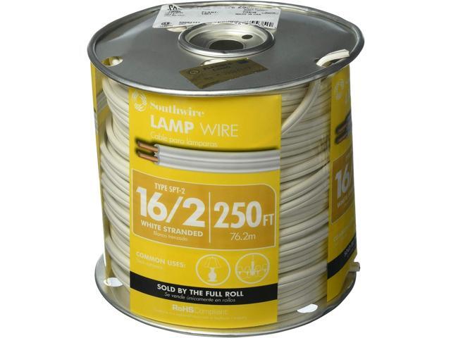 Southwire 55682144 250-Feet 16-Gauge 2 Conductor 16/2 Type SPT-2 Lamp Cord-Service Parallel Cord with Thermoplastic Insulation, White
