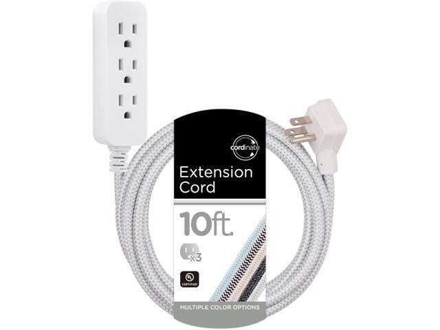 Cordinate 3 Outlet Power Strip Surge Protector Indoor Outdoor Extension Cord 16 Gauge 10 Ft 3 Prong Braided Extension Cords Flat Extension Cord...