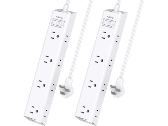 2 Pack Surge Protector Power Strip - Flat Plug Extension Cord, 12 Outlet Extender 3 Sides with Overload Protection, 5ft, 1050J, Wall Mount Multi...