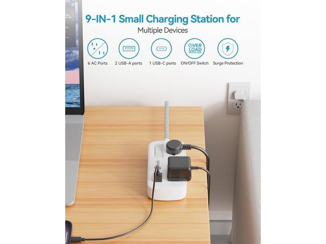 Extension Cord 15 ft - Surge Protector Power Strip Flat Plug with 6 Widely Outlets 3 USB (5V/3.4A 17W) Charging Ports, Multi Plug Wall Outlet...