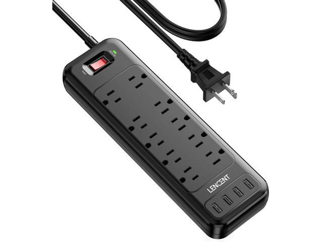 LENCENT 2 Prong Power Strip, Polarized 3 Prong to 2 Prong Outlet Adapter, 1700J Surge Protector, 6ft Extension Cord, 10 AC Outlets & 4 USB(5V 3.4A...