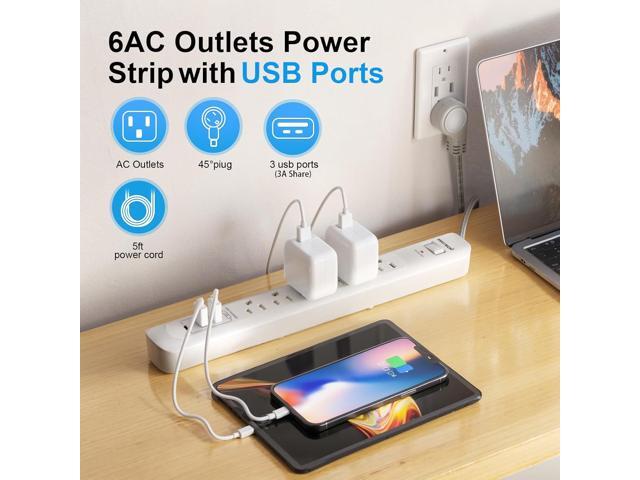 Oviitech Surge Protector Power Strip with USB Port,6 AC Outlets with 3 USB Ports Power Strip(2 usb-A,1 usb-C),10FT Extension Cord Flat Plug for...