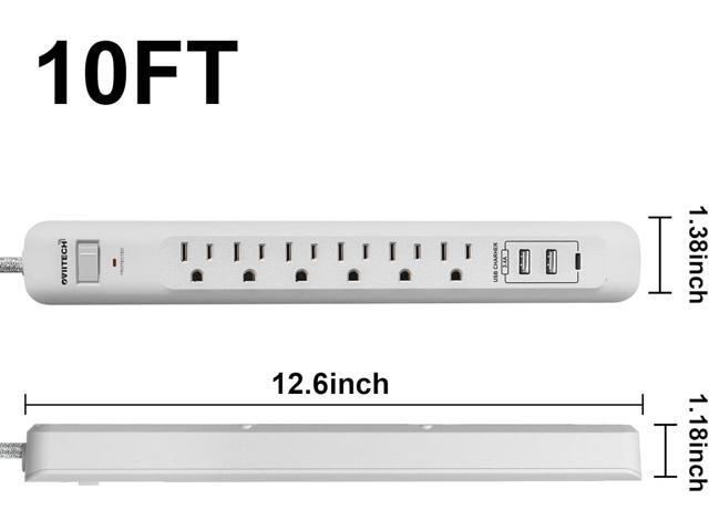 Oviitech Surge Protector Power Strip with USB Port,6 AC Outlets with 3 USB Ports Power Strip(2 usb-A,1 usb-C),10FT Extension Cord Flat Plug for...