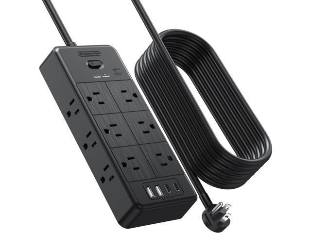 Surge Protector Extension Cord 15FT, NTONPOWER 4000J Surge Protector Power Strip with 12 Outlets & 4 USB Ports (2 USB C), 3 Side Outlet Extender,...