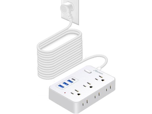 20 FT Extension Cord with Multiple Outlets, Asamoom 20 ft Surge Protector Power Strip with 6 Outlets with 4 USB Ports(1 USB C)Flat Plug with Long...