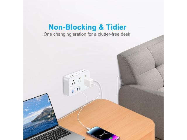 20 FT Extension Cord with Multiple Outlets, Asamoom 20 ft Surge Protector Power Strip with 6 Outlets with 4 USB Ports(1 USB C)Flat Plug with Long...