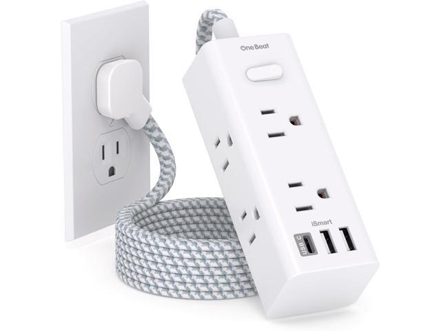 Power Strip Surge Protector - 6 Widely Outlets with 3 USB Ports(1 USB C), 3 Sided Outlet Extender, 10 Ft Flat Plug Extension Cord, Wall Mount Small...