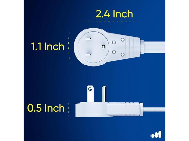 Maximm Cable 20 Ft 360° Rotating Flat Plug Extension Cord/Wire, 16 AWG Multi 3 Outlet Extension Wire, 3 Prong Grounded Wire - White - UL Certified