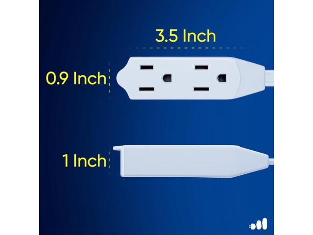 Maximm Cable 20 Ft 360° Rotating Flat Plug Extension Cord/Wire, 16 AWG Multi 3 Outlet Extension Wire, 3 Prong Grounded Wire - White - UL Certified