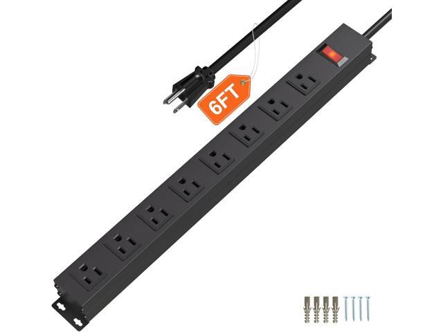 8 Outlet Power Strip with 6FT Long Power Cord Heavy Duty Metal Power Strip Wall Mount for Kitchen,Office,School,Commercial,Workshop,Industrial...