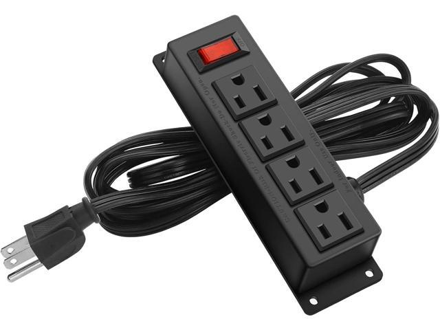 Wall Mount Power Outlet Strip, 4 Outlet Mountable Power Strip with Switch, Under Desk Power Strip Connect with 6ft Cord Mount Under Desk,...