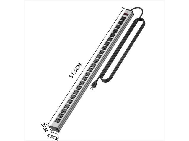 24 Outlets Extra Long Power Strip,Heavy Duty Metal Socket Power Strip,Metal Power Strip with 15-Foot Extension Power Cord,ETL Certified