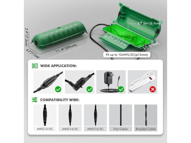 Restmo Extension Cord Safety Cover, IP44 Waterproof Connection Box, Weatherproof Electrical Enclosure Seal to Protect Outdoor Outlet, Plug, Holiday...