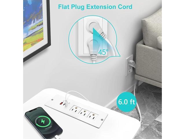 Recessed Power Strip USB C 65W,Flush Mount Desk Power Outlet 3 Outlets 3 USB (PD 65W& QC60W,) 6.0ft Heavy Duty Power Cord with Flat Plug Fast...