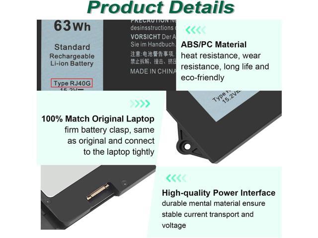 DMKAOLLK 63WH RJ40G Battery for Dell Latitude 15 5520 Latitude 14 5420 Precision 15 3560 Series Laptop, fit for Dell P137G P137G001 F P104F...