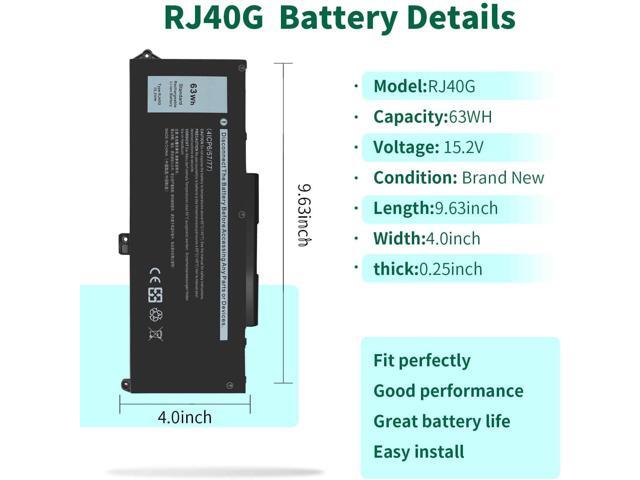 DMKAOLLK 63WH RJ40G Battery for Dell Latitude 15 5520 Latitude 14 5420 Precision 15 3560 Series Laptop, fit for Dell P137G P137G001 F P104F...