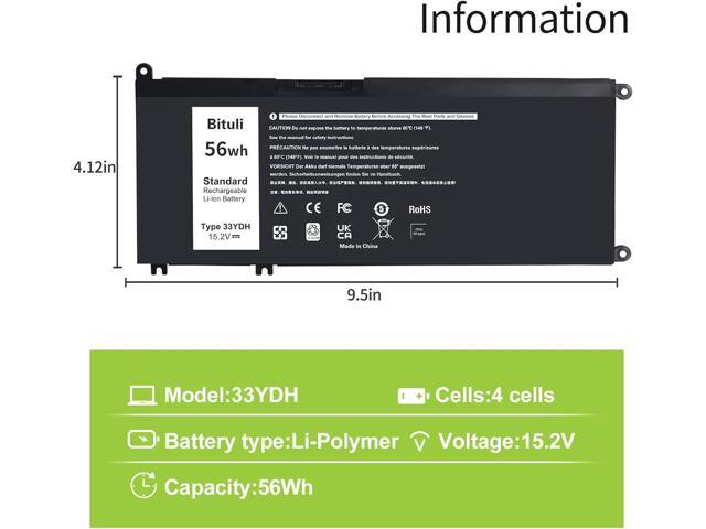 33YDH Laptop Battery for Dell Inspiron 17 7000 7778 7779 7786 7773 15 7577 G3 3579 3779 G5 5587 G7 7588 Latitude 13 3380 14 3490 15 3590 3580 PVHT1...