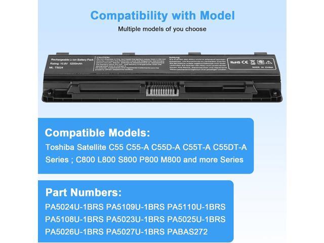 56Wh PA5024U-1BRS Battery Replacement for Toshiba Satellite C55 C55-A C55T C55DT C55D C855 C855D L855 L875 P855 P875 S855 S875 Series PA5109U-1BRS...