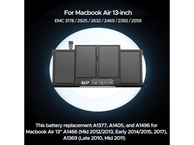A1466 Battery, 13 inch MacBook Air Battery Replacement for A1466 (Mid 2012/2013, Early 2014/2015, 2017), A1369 (Late 2010, Mid 2011), Compatible...