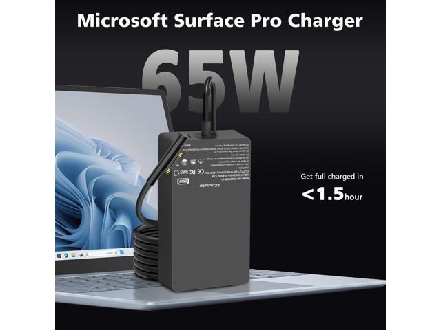 65W Surface Pro Laptop Charger for Microsoft Surface Pro 10, 9, 8, 7+, 7, 6, 5, 4, 3, X, Magnetic Surface Connector, Supports 65W, 44W, 36W, with...