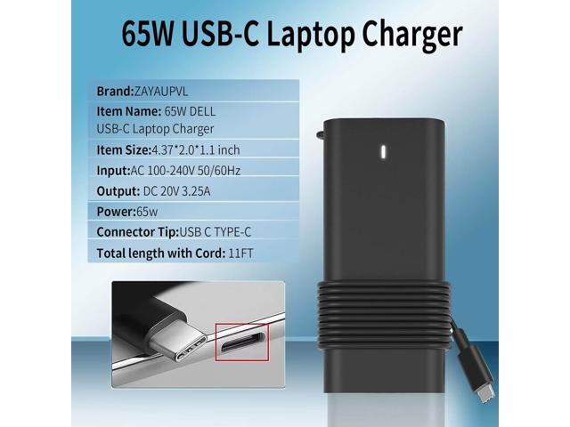 New Slim 65W Dell Laptop Charger USB C for Dell Latitude 5420 5520 5540 7420 7410 5285 5290 7400 XPS 13 and Dell Chromebook 3100 Type C Dell AC...