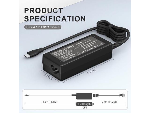 65W 45W USB C Chromebook Charger for HP, Dell, Lenovo, Samsung, Acer, Asus, Chromebook X360 11 13 14, HP Spectre X360 Lenovo Thinkpad Type C Power...