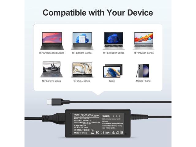 65W 45W USB C Chromebook Charger for HP, Dell, Lenovo, Samsung, Acer, Asus, Chromebook X360 11 13 14, HP Spectre X360 Lenovo Thinkpad Type C Power...