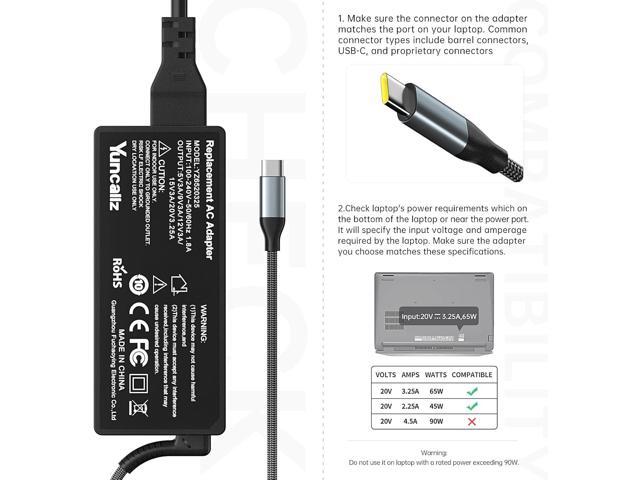 65W USB C Laptop Charger Fast Charging Adapter for Lenovo ThinkPad Yoga/HP Elitebook Spectre/Dell Latitude/MacBook Pro/ASUS Chromebook/Samsung...