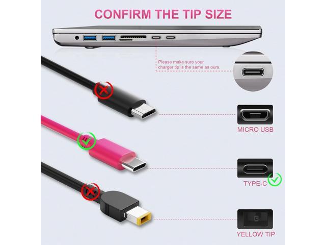 USB-C 65W 45W AC Replacement Charger fit for Lenovo ThinkPad T480 T490 T580 ADLX65YDC2A ADLX65YLC2D ADLX65YDC3A ADLX65YDC2D chromebook 2nd Gen S330...