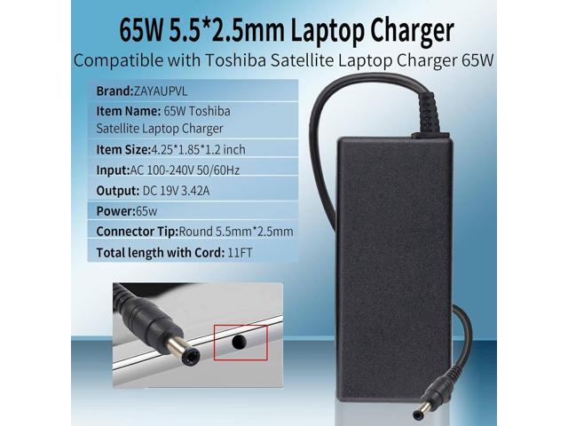 65W 19V 3.42A Laptop Charger for Toshiba Satellite C55 C55D C55T C655 C655D C675 C855 C855D L55 L655 L675 L745 L755 L775D L855 P755 P845T P855 P875...