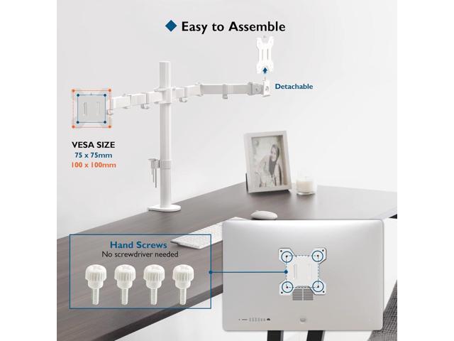 BONTEC Dual Monitor Desk Mount, Full Motion Adjustable White Monitor Stand for 1327 Inch Screens, Heavy Duty Arms Hold 22 lbs Each, VESA...