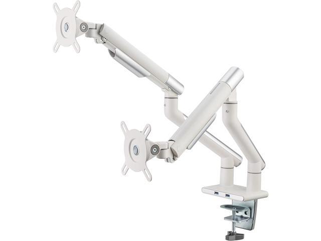 POUT E12 Dual Monitor Arm Mount Stand Adjustable Full Motion Desk Mount for 17-32 Screens, Supports 4-22lbs per Arm, VESA 75x75mm & 100x100mm...