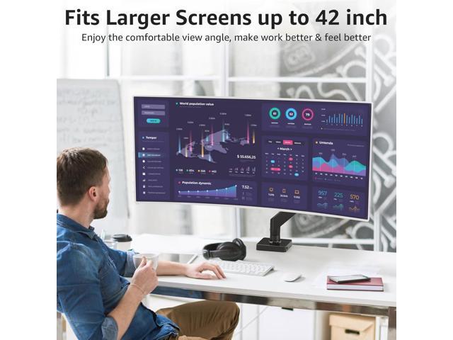 MOUNTUP Monitor Desk Mount Fits 22-42'' Heavy Duty Widescreen, Gas Spring Monitors Stand for Desk, Holds 4.4-33 lbs Larger Screen, Ultrawide...