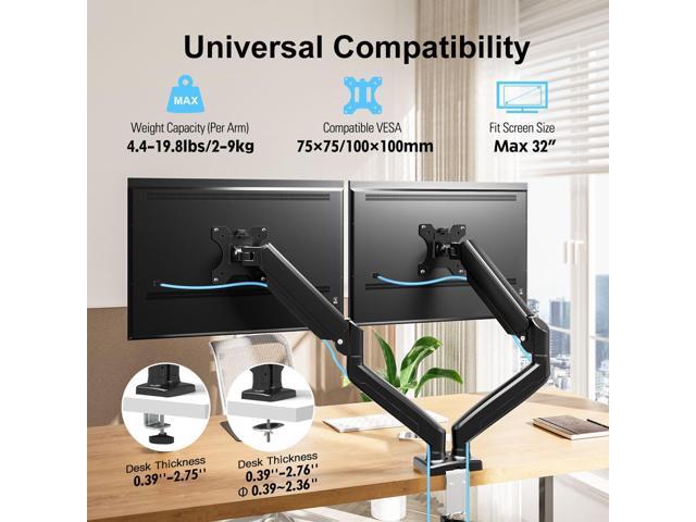 Dual Monitor Mount Fits 13 to 32 Inch Computer Screen, Dual Monitor Arm Hold up to 19.8lbs Each, Full Motion Monitor Desk Mounts for 2 Monitors,...