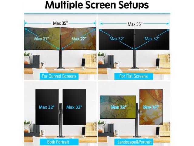 MOUNTUP Dual Monitor Desk Mount, Max 32 Inch up to 17.6lbs, Fully Adjustable Dual Monitor Arm for 2 LCD Screens, Double Monitor Stand with C-Clamp...