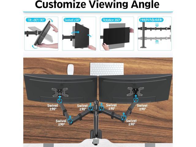 MOUNTUP Dual Monitor Desk Mount, Max 32 Inch up to 17.6lbs, Fully Adjustable Dual Monitor Arm for 2 LCD Screens, Double Monitor Stand with C-Clamp...