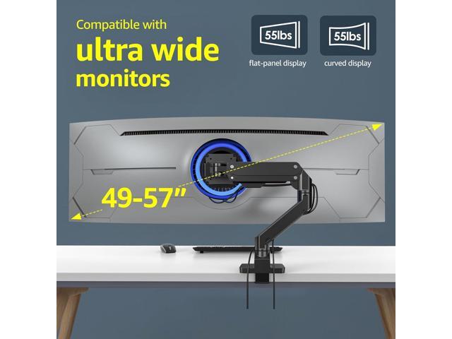 Heavy Duty Monitor Arm Aluminum Single Gas Spring Monitor Arm Suit for Flat/Ultrawide/Cruved Screen 34-49 inch and New 57 inches Screen Weight...