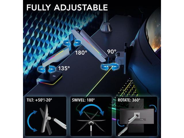 Mount-It! Heavy Duty Dual Monitor Arm up to 35 in. 44 lbs Screens, RGB Lights, 75x75 100x100 VESA Desk Mount for 2 Widescreen Curved Monitors 27 32...