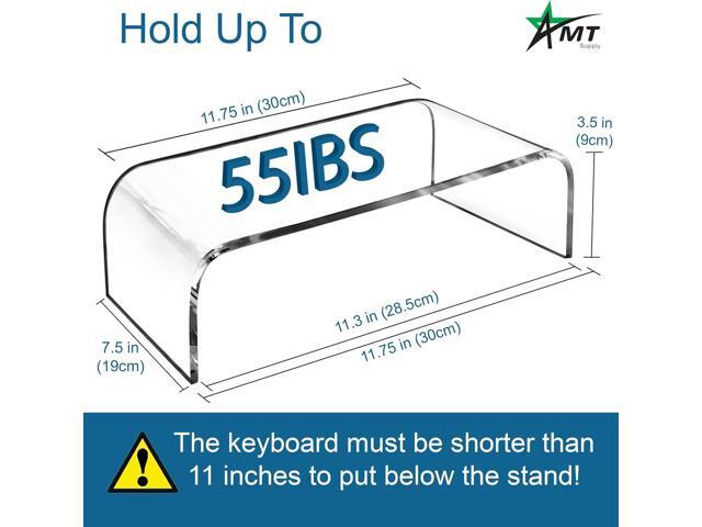 AMT Acrylic Laptop Monitor Stand & Computer Riser with Cat Keyboard Protector, Space-Saving Design, Extra Storage, Clear Shelf - Ideal for...