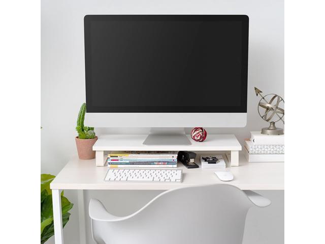 IRIS USA 1-Tier Multi-Purpose Modern PC Monitor Organizer Stand with Metal Legs, Ergonomic Desktop and Countertop Riser for Computer Laptop TV...