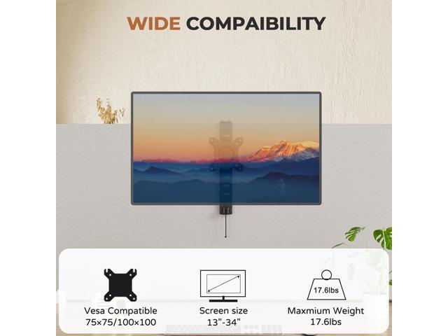 JOY Worker Cubicle Monitor Mount - Height Adjustable Hanging Mount, 13'-34' Cubicle Monitor Hanger, VESA 75*75/100*100mm, Clamp Hook Top Holds Up...