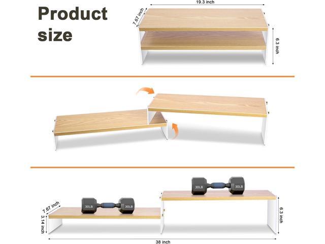 YGYQZ Wood Adjustable Monitor Riser for Desk, 2 Tier Dual Monitor Stand with Acrylic Legs Office Desk Shelf Organizer for Laptop, PC, Printer,...