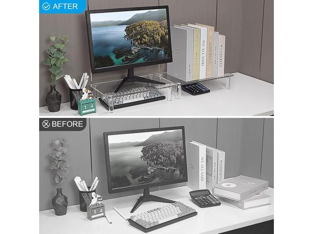 Sumerflos Clear Acrylic Monitor Laptop Stand, Sturdy and Save Space Computer Laptop Monitor Riser Stand for Home Office Desktop Universal Stand...