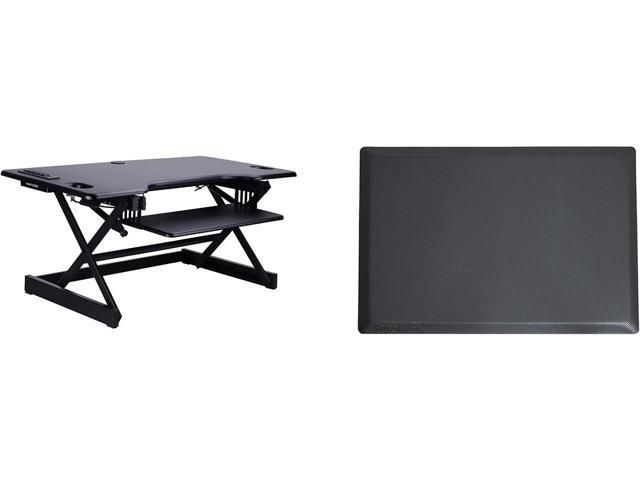 Rocelco 46' Height Adjustable Standing Desk Converter with AC USB Charger and Anti Fatigue Floor Mat - Sit Stand Up Triple Screen Riser Workstation...