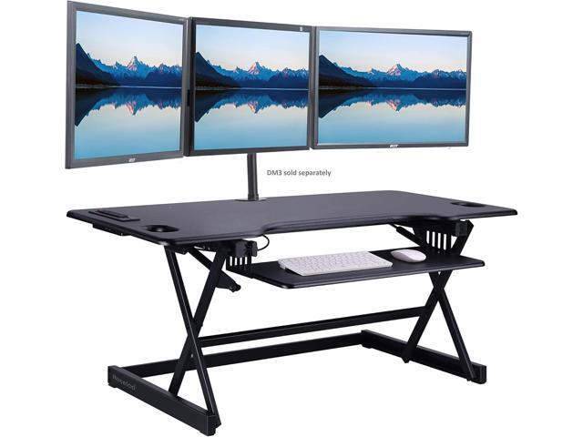 Rocelco 46' Height Adjustable Standing Desk Converter with AC USB Charger and Anti Fatigue Floor Mat - Sit Stand Up Triple Screen Riser Workstation...