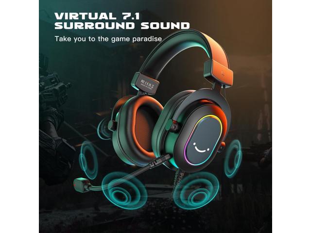 FIFINE Gaming Headset for PC-Wired Headphones with Microphone-7.1 Surround Sound Computer USB Headset for Laptop, Streaming Headphones on PS4/PS5,...