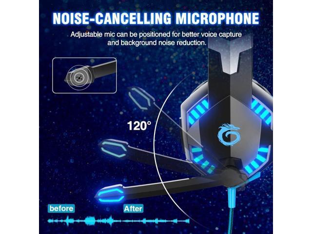 VersionTECH. G2000 Gaming Headset for PS5 PS4 Xbox One Controller,Bass Surround Noise Cancelling Mic, Over Ear Headphones with LED Lights for Mac...